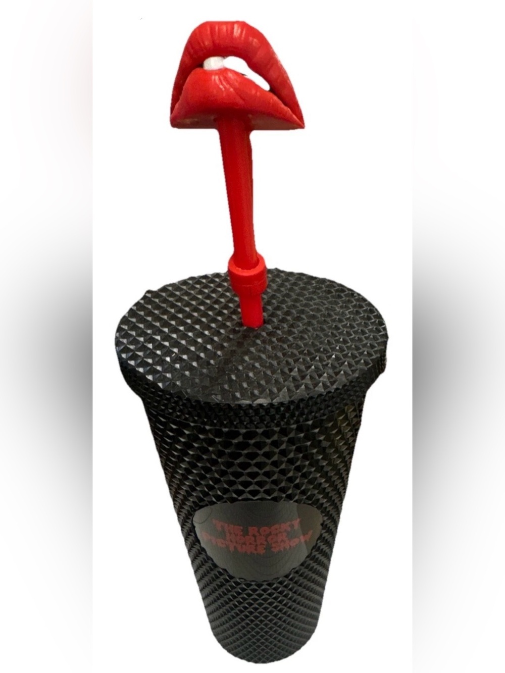 Rocky Horror Picture Show 50th Anniversary Black Studded Tumbler w Red Lip Straw